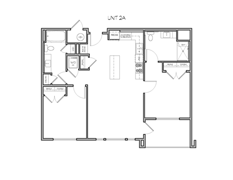 Floor plan for 2 beds, 2 baths, 1031 sqft